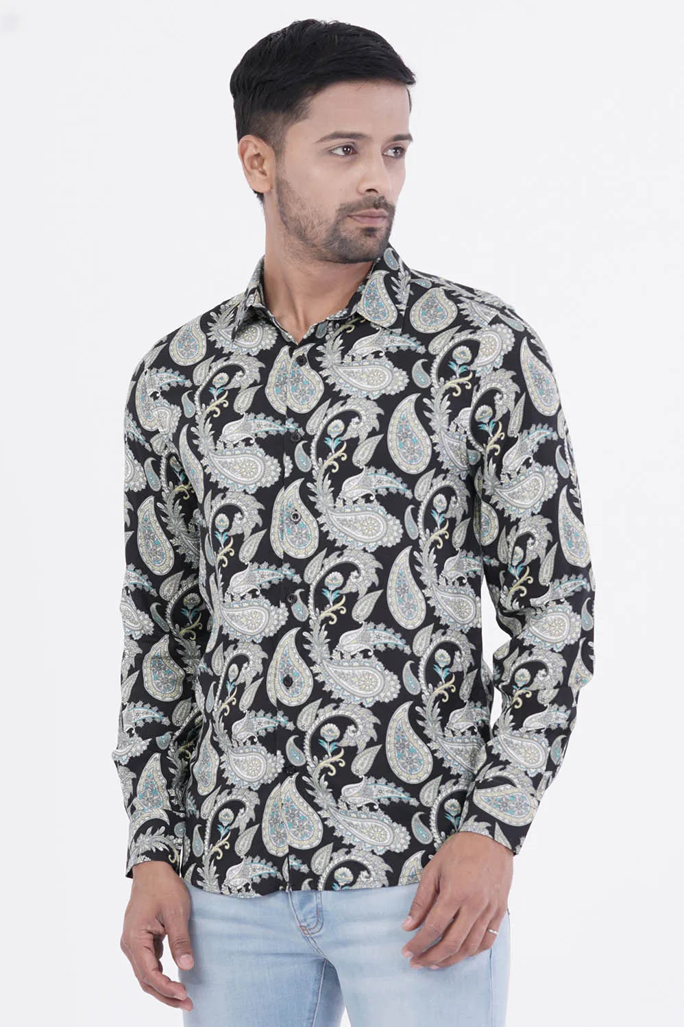 Mens Casual Shirt (Black Printed)