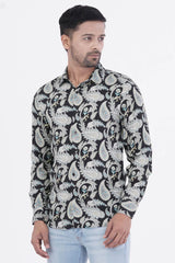 Mens Casual Shirt (Black Printed)