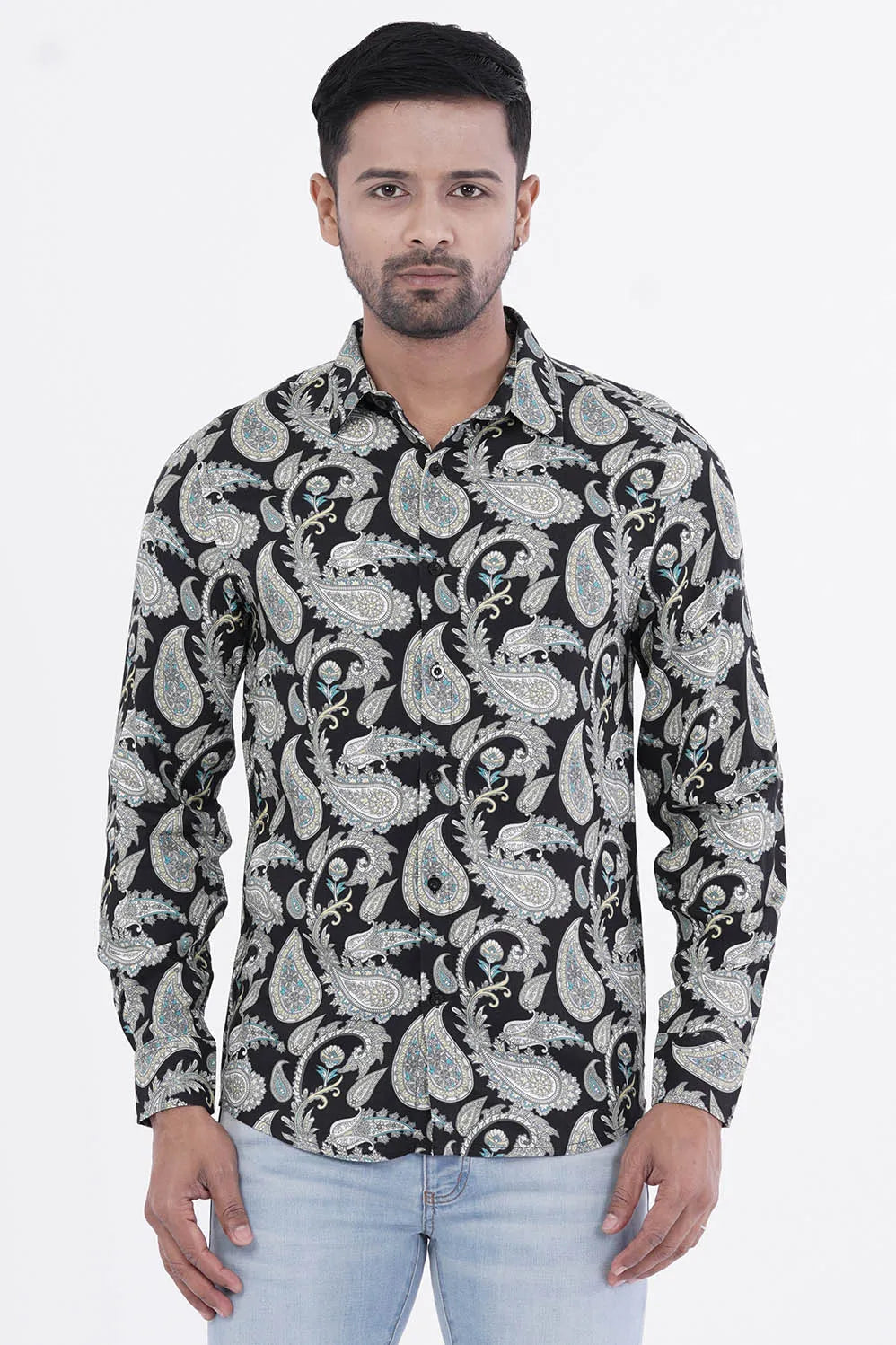 Mens Casual Shirt (Black Printed)