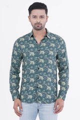 Mens Casual Shirt (Green Printed)