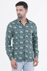 Mens Casual Shirt (Green Printed)