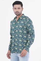 Mens Casual Shirt (Green Printed)