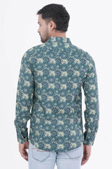 Mens Casual Shirt (Green Printed)