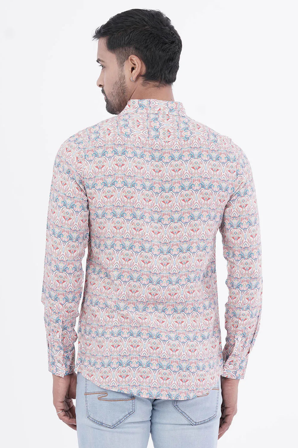 Mens Casual Shirt (Orange Print)