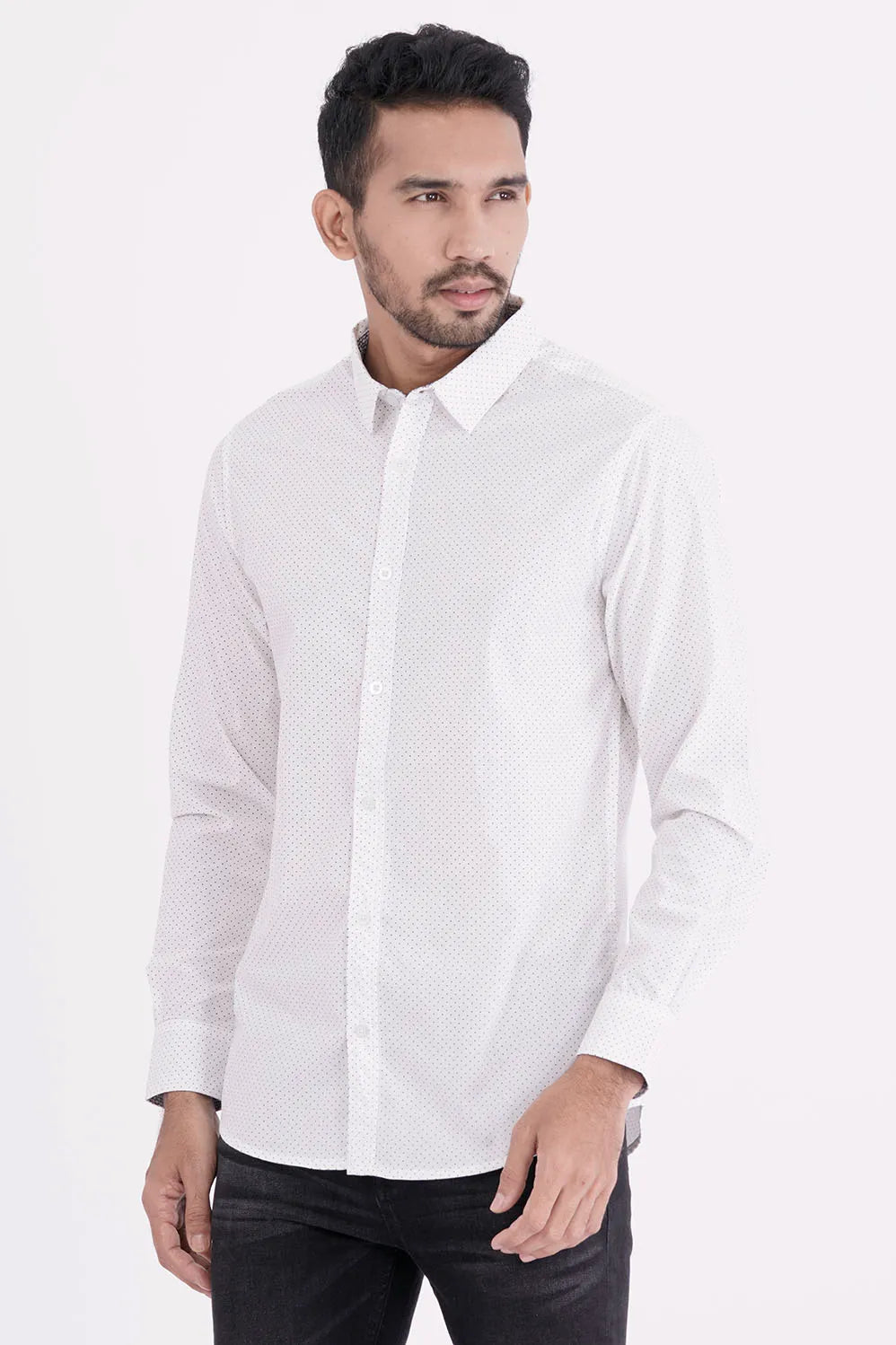 Mens Casual Shirt (White Printed)