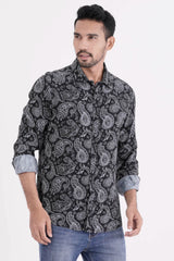 Mens Casual Shirt (Black Printed)