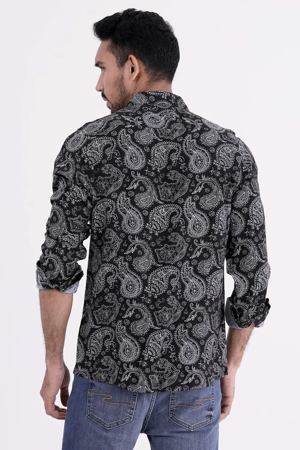 Mens Casual Shirt (Black Printed)