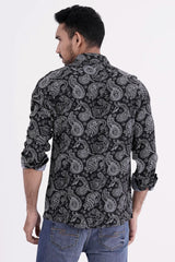 Mens Casual Shirt (Black Printed)