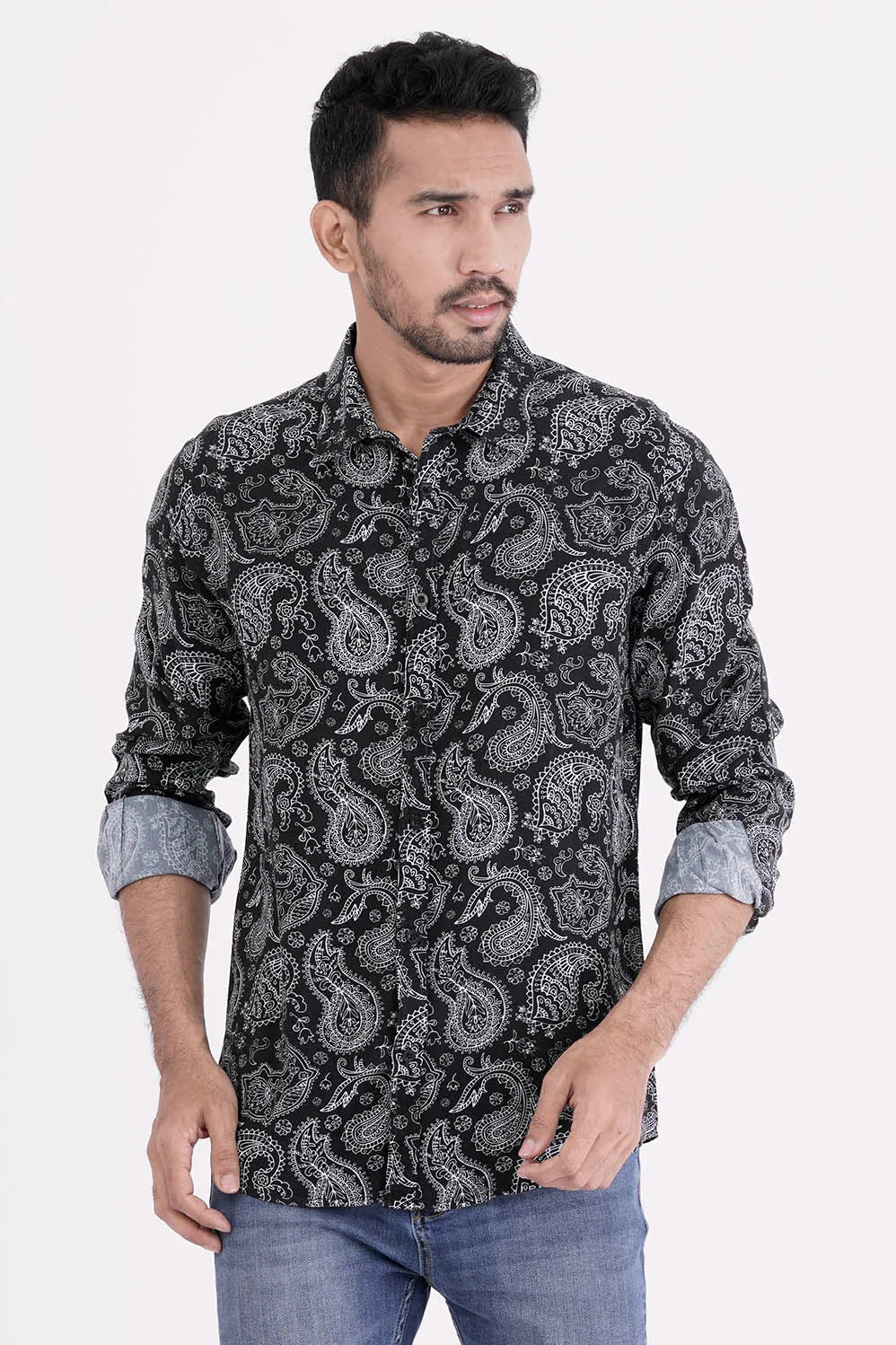 Mens Casual Shirt (Black Printed)