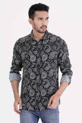 Mens Casual Shirt (Black Printed)