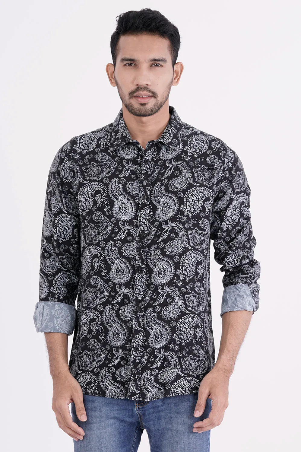 Mens Casual Shirt (Black Printed)