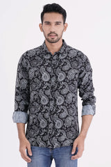 Mens Casual Shirt (Black Printed)