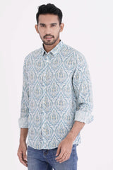 Mens Casual Shirt (Blue Printed)