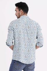Mens Casual Shirt (Blue Printed)