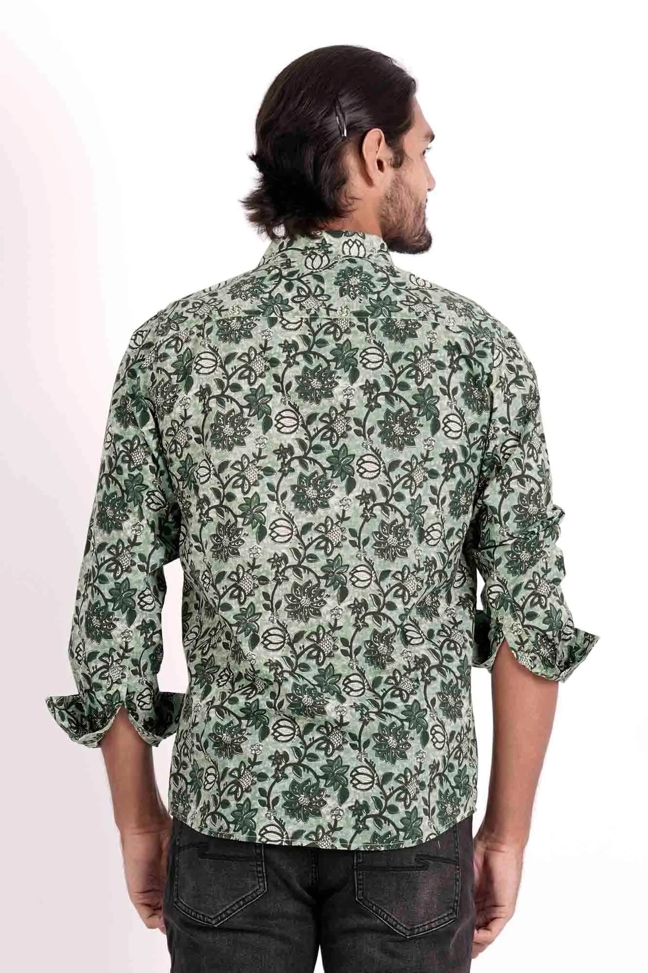 Men's Casual Shirt (Green Printed)
