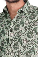 Men's Casual Shirt (Green Printed)