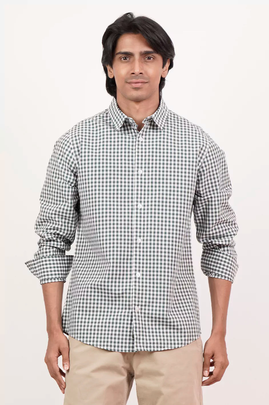 Men's Casual Shirt (Green Check)
