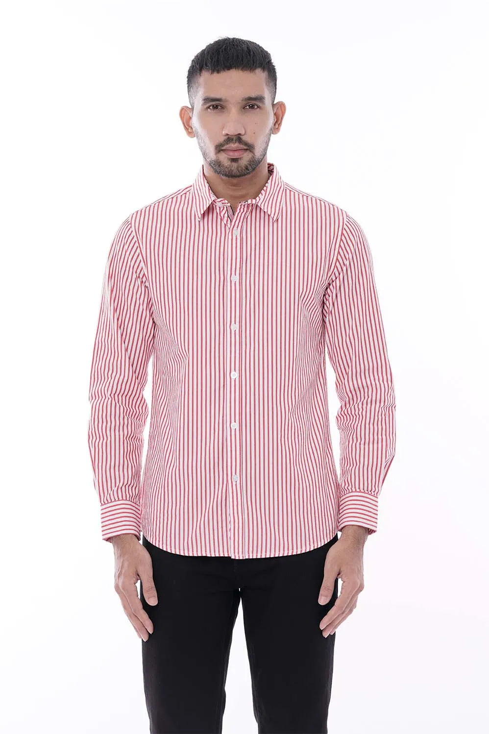 Mens Casual Shirt (Red Stripe)