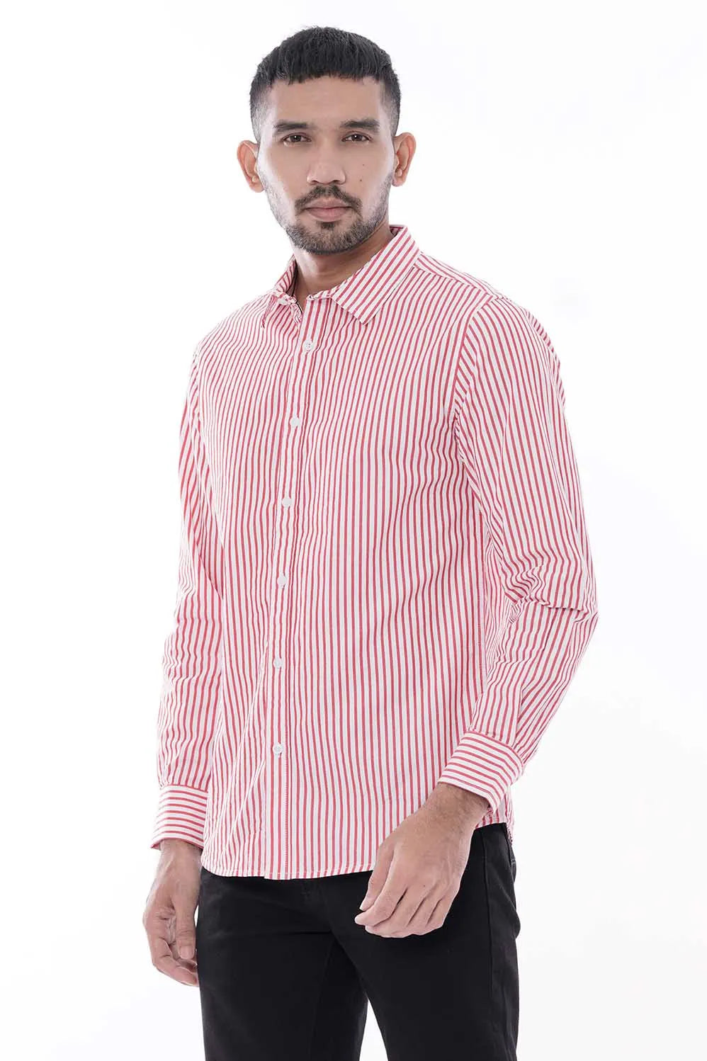 Mens Casual Shirt (Red Stripe)