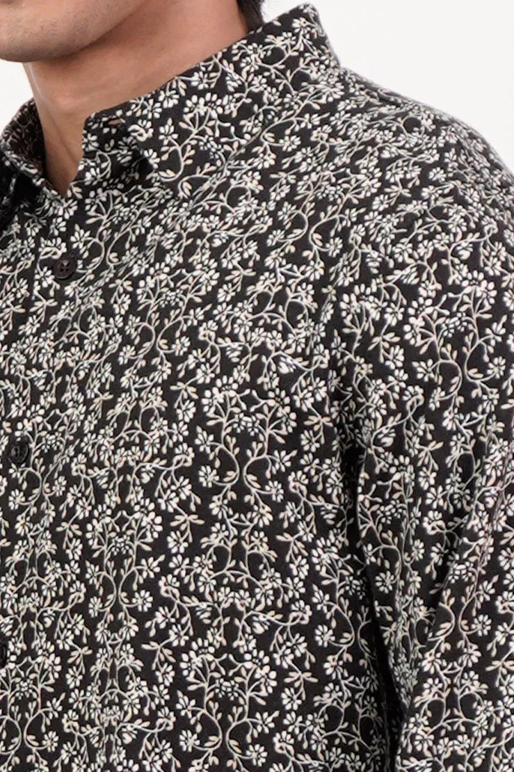 Men's Casual Shirt (Black Printed)