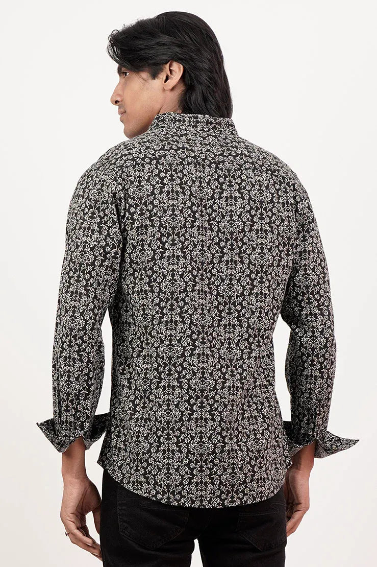 Men's Casual Shirt (Black Printed)