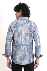 Men's Casual Shirt (Blue Printed)
