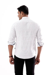 Mens Casual Shirt (White Printed)