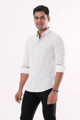Mens Casual Shirt (White Printed)