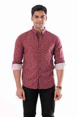 Mens Casual Shirt (Maroon Printed)
