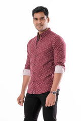 Mens Casual Shirt (Maroon Printed)