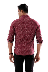 Mens Casual Shirt (Maroon Printed)
