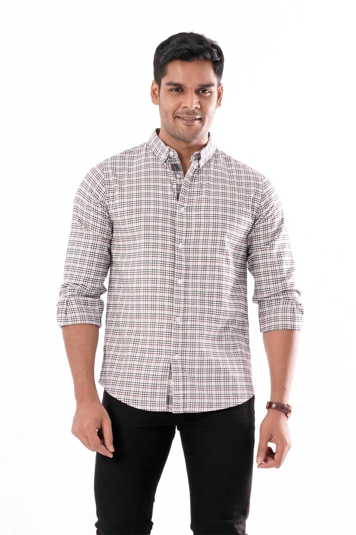 Mens Casual Shirt (Grey Check)