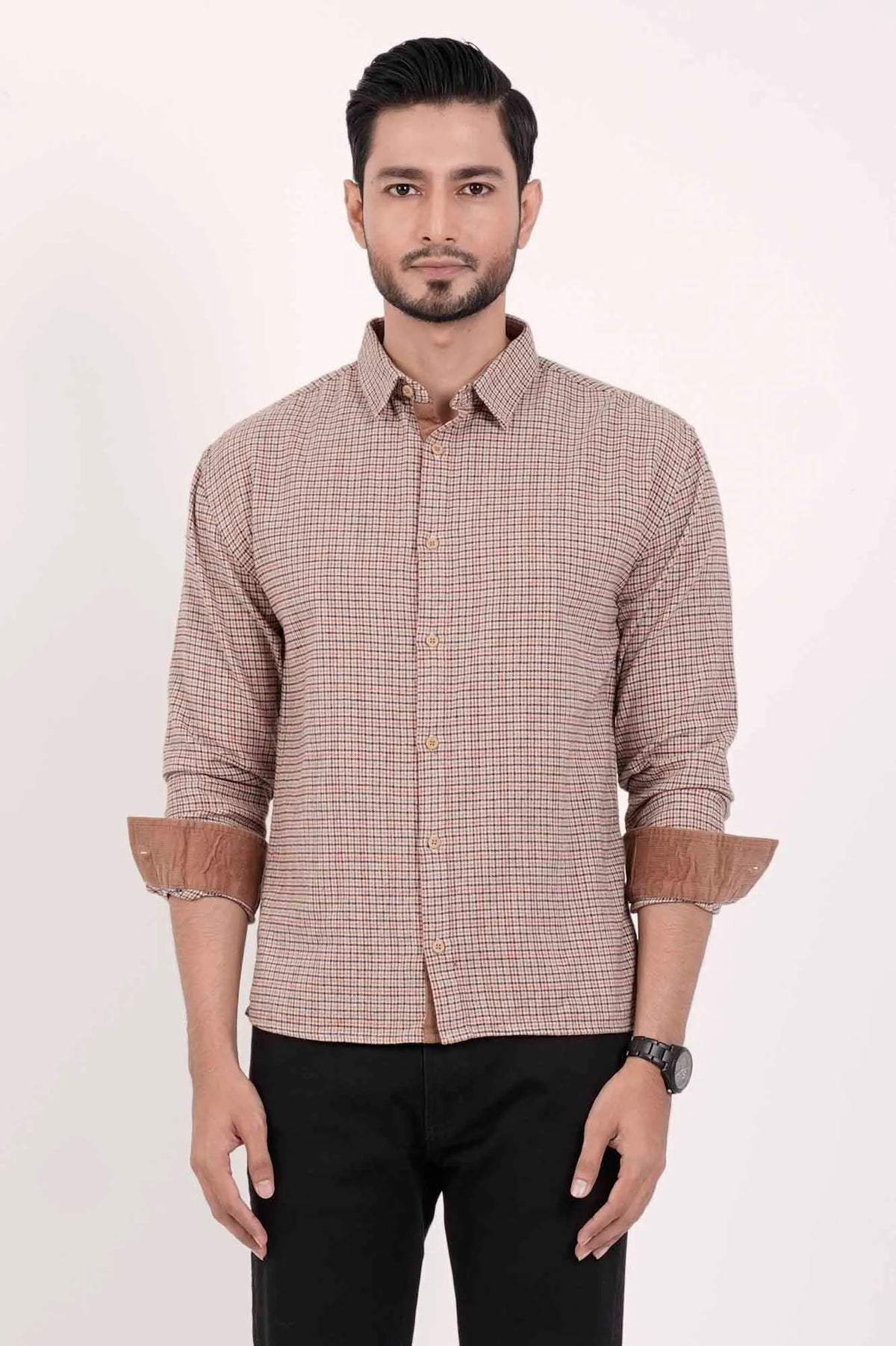 Men's Casual Shirt (Khaki Check)