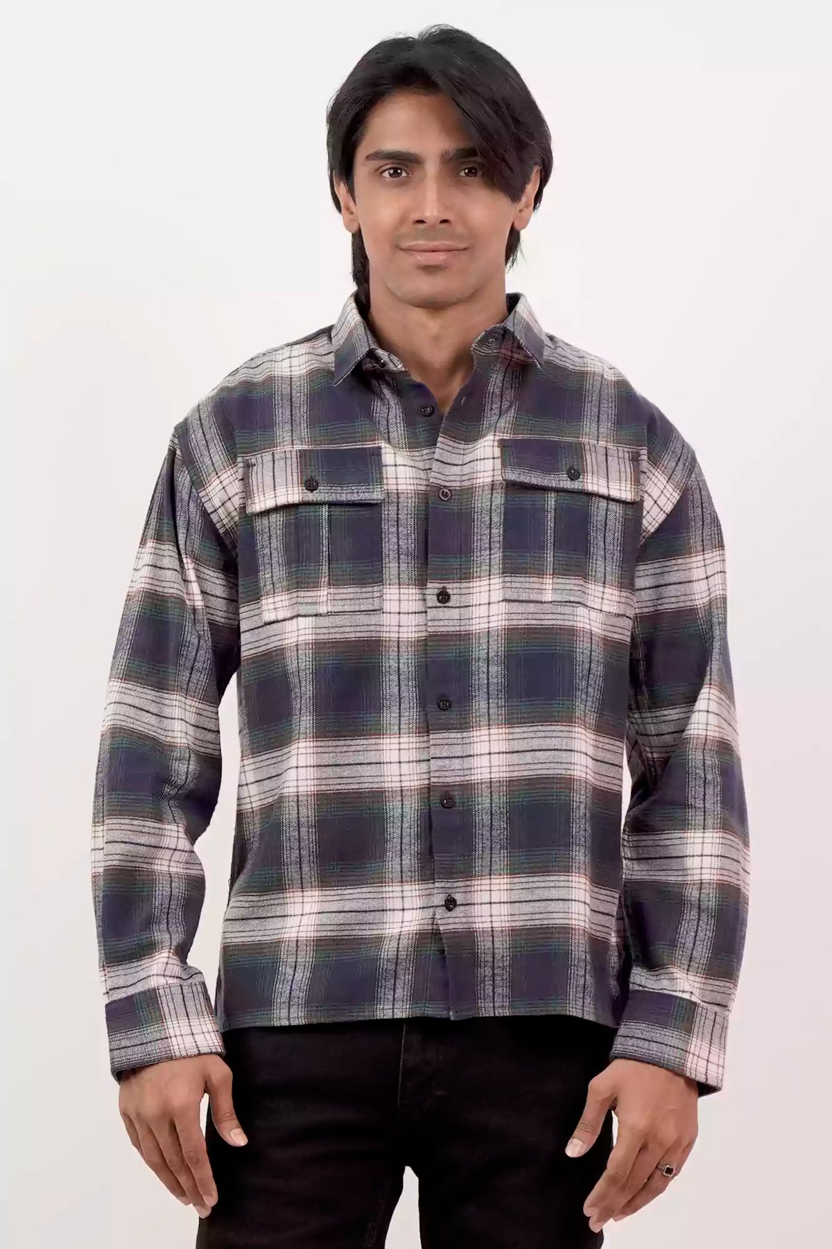 Men's Casual Shirt (Navy Check)