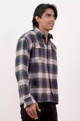 Men's Casual Shirt (Navy Check)