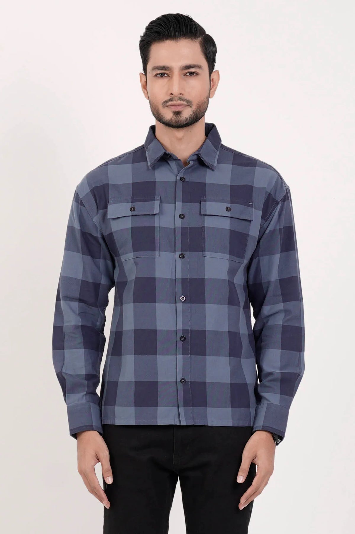 Men's Casual Shirt (Blue Check)