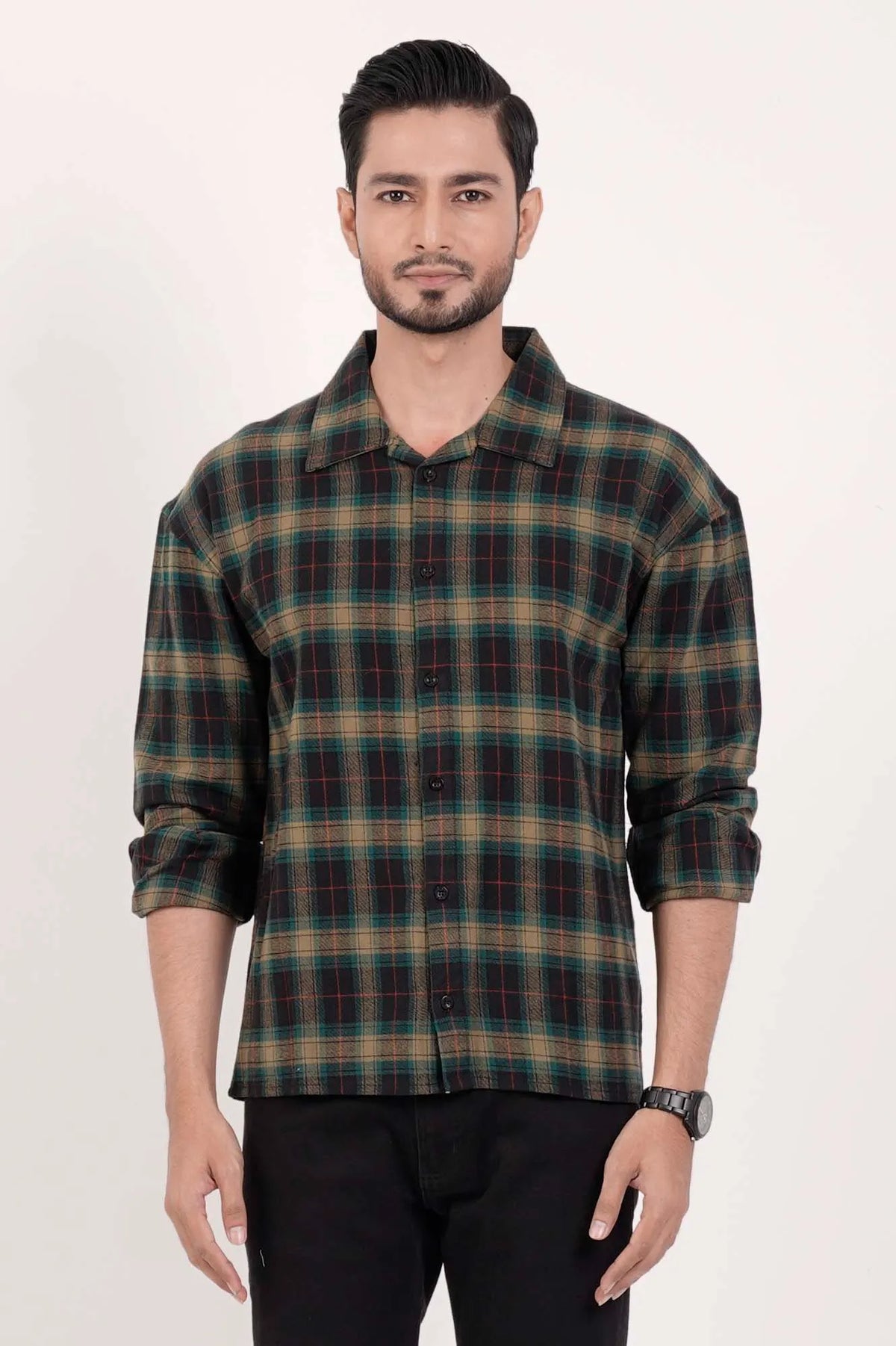 Men's Casual Shirt (Olive Check)