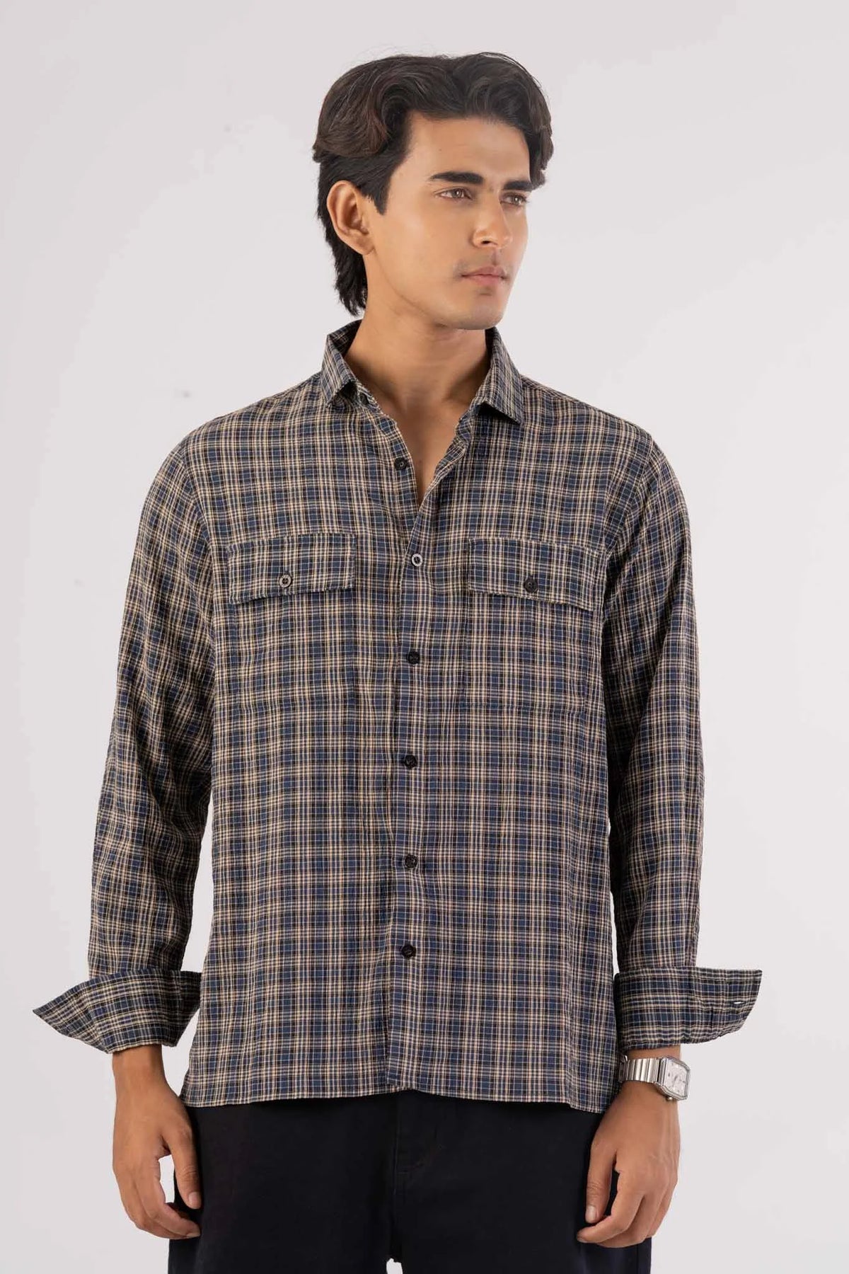 Men's Casual Shirt (Teal Check)