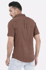 Men Short Sleeve Shirt (Black Stripe)
