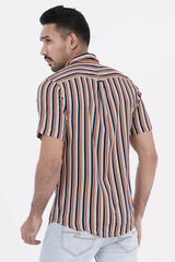 Men Short Sleeve Shirt (Multi Stripe)