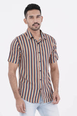 Men Short Sleeve Shirt (Multi Stripe)