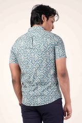 Men's Short Sleeve Shirt (Blue Printed)