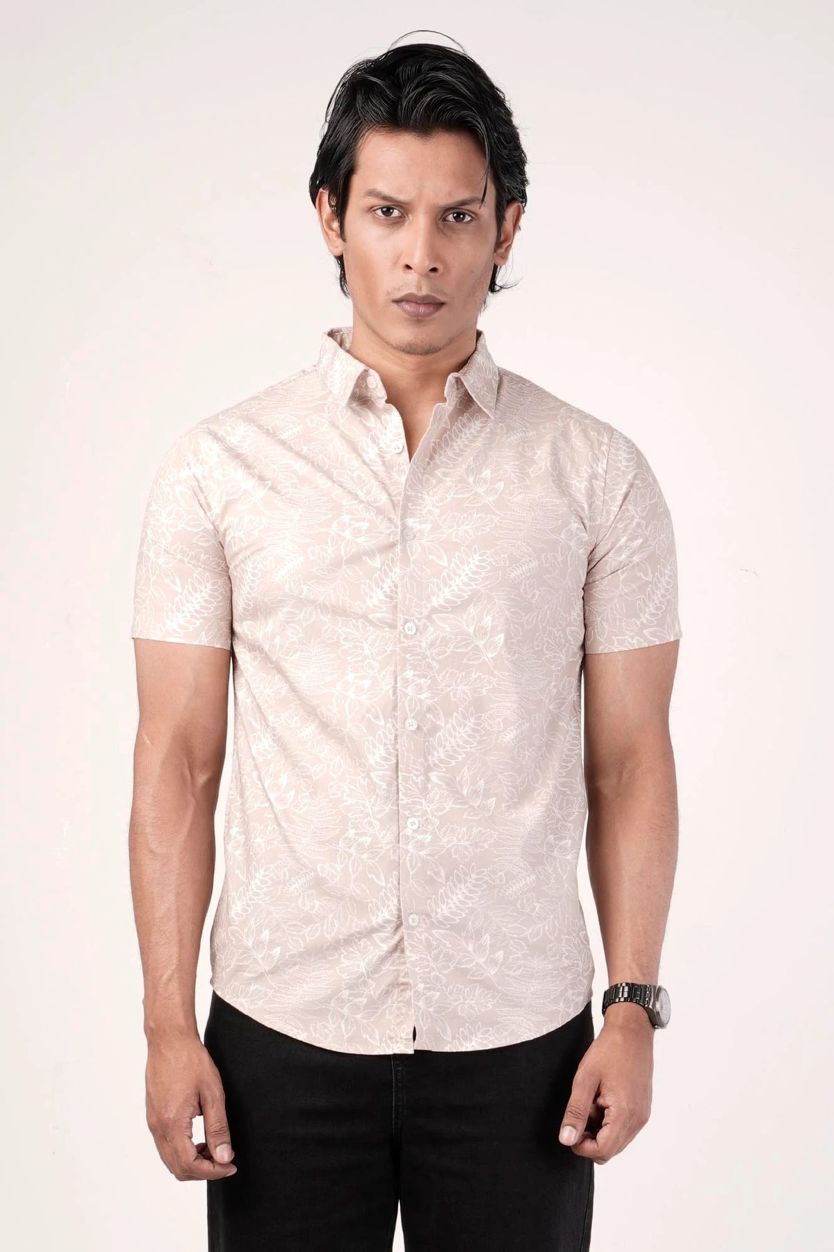 Men's Short Sleeve Shirt (Mocha Printed)