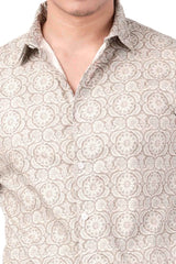 Men's Short Sleeve Shirt (Taupe Printed)