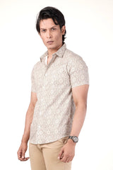 Men's Short Sleeve Shirt (Taupe Printed)