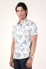 Men's Short Sleeve Shirt (Blue Print)