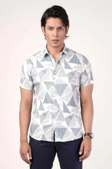 Men's Short Sleeve Shirt (Blue Print)