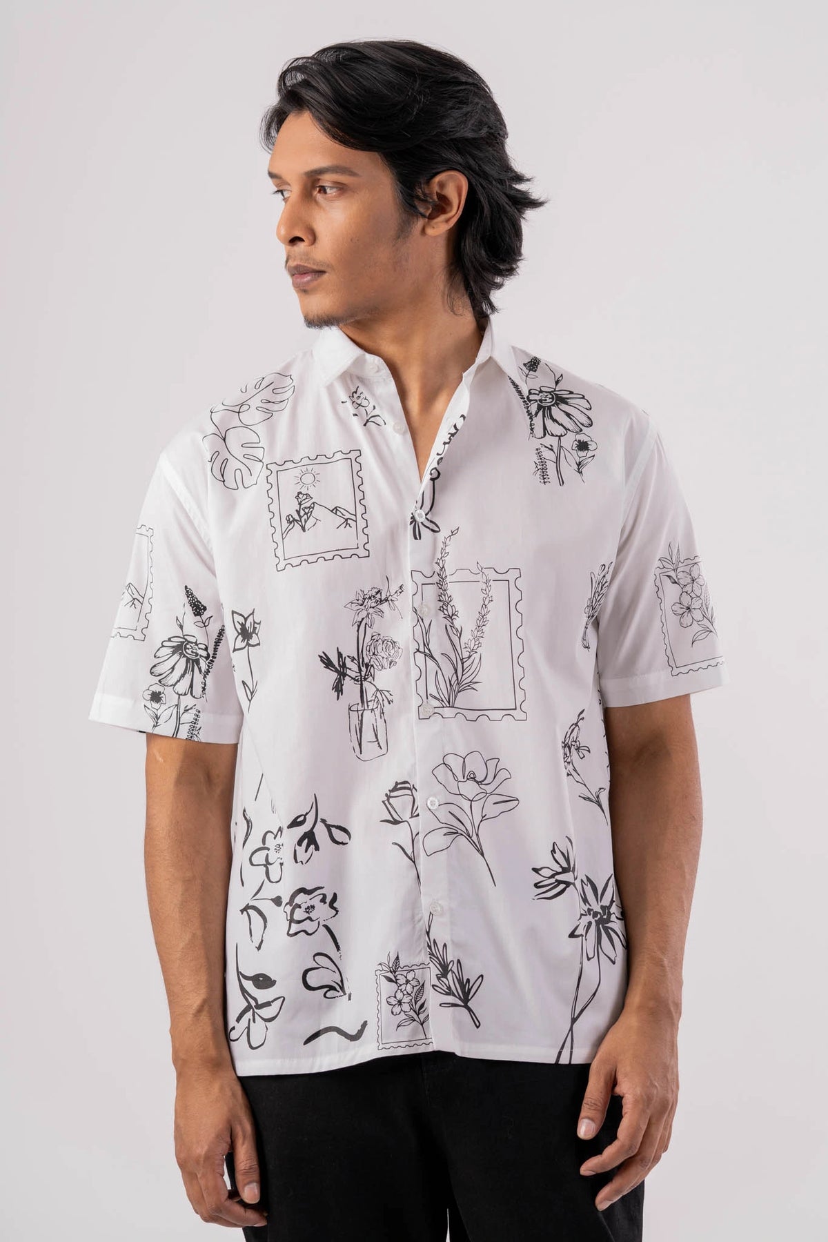 Men's Short Sleeve Shirt (White)