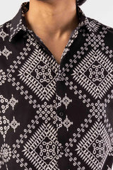 Men's Short Sleeve Shirt (Black Printed)