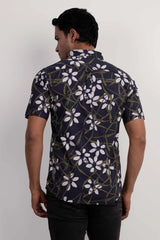 Men Short Sleeve Shirt (Navy Printed)